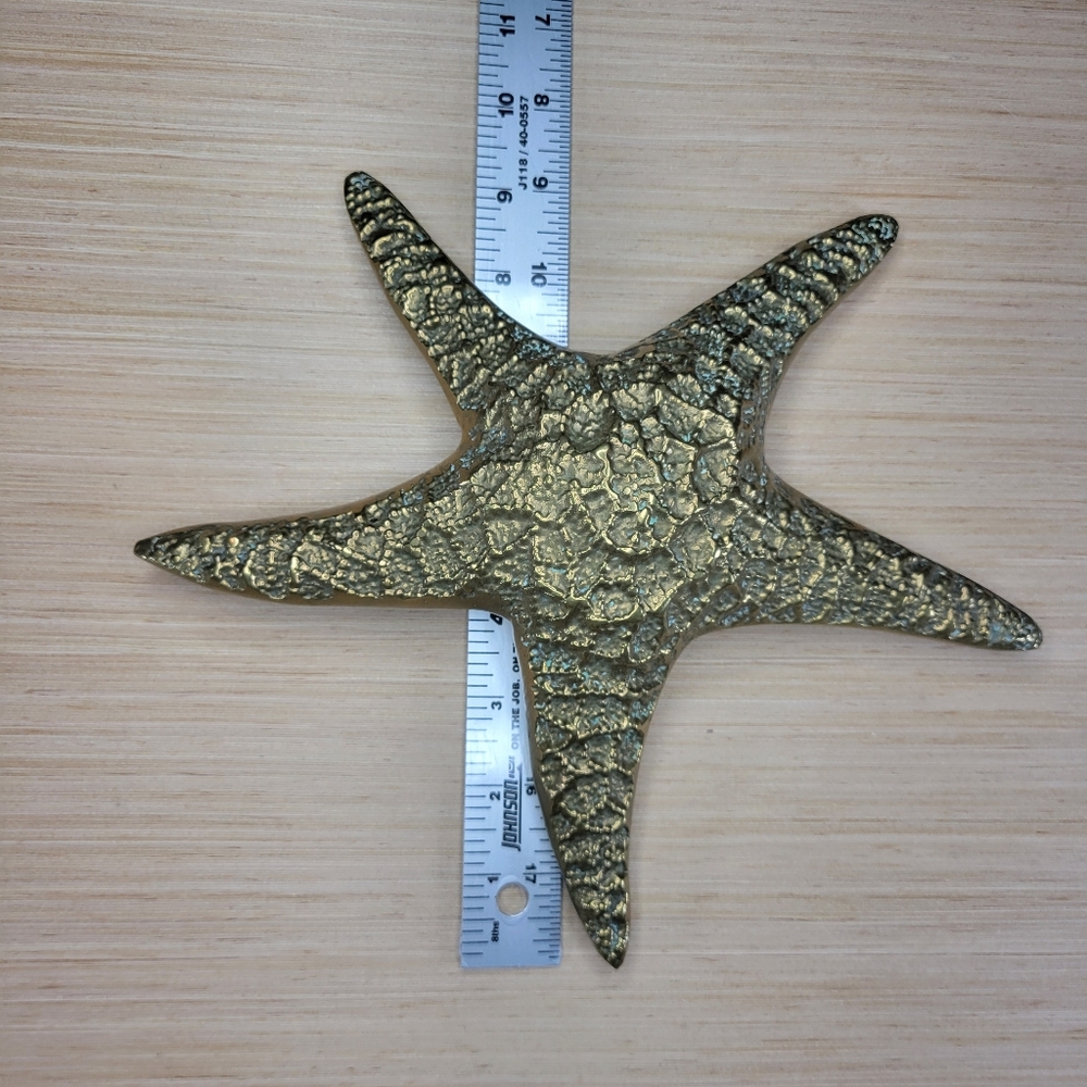 Vintage Large Solid Brass Starfish Wall Decor Nautical Coastal MCM - Picture 5 of 5